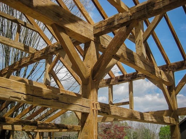 Antique Hand Hewn Beams with Natural Patina Rough Sawn Oak Rafters