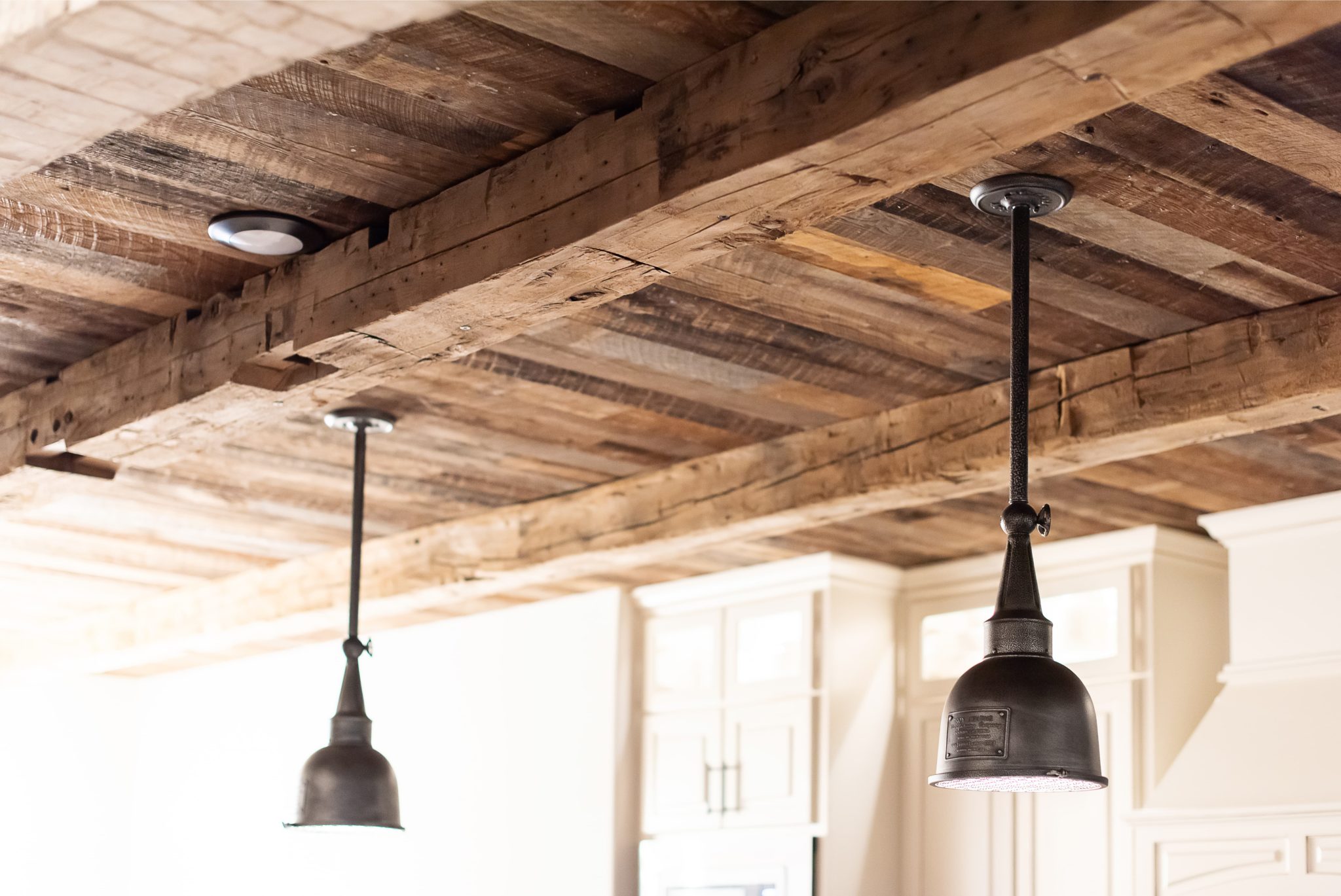 grey living room ceiling beams