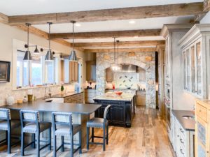 Antique Reclaimed Hand Hewn Beams + Reclaimed Oak Flooring