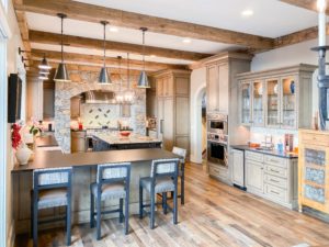 Antique Reclaimed Hand Hewn Beams + Reclaimed Oak Flooring