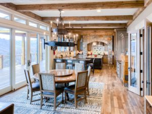 Antique Reclaimed Hand Hewn Beams + Reclaimed Oak Flooring