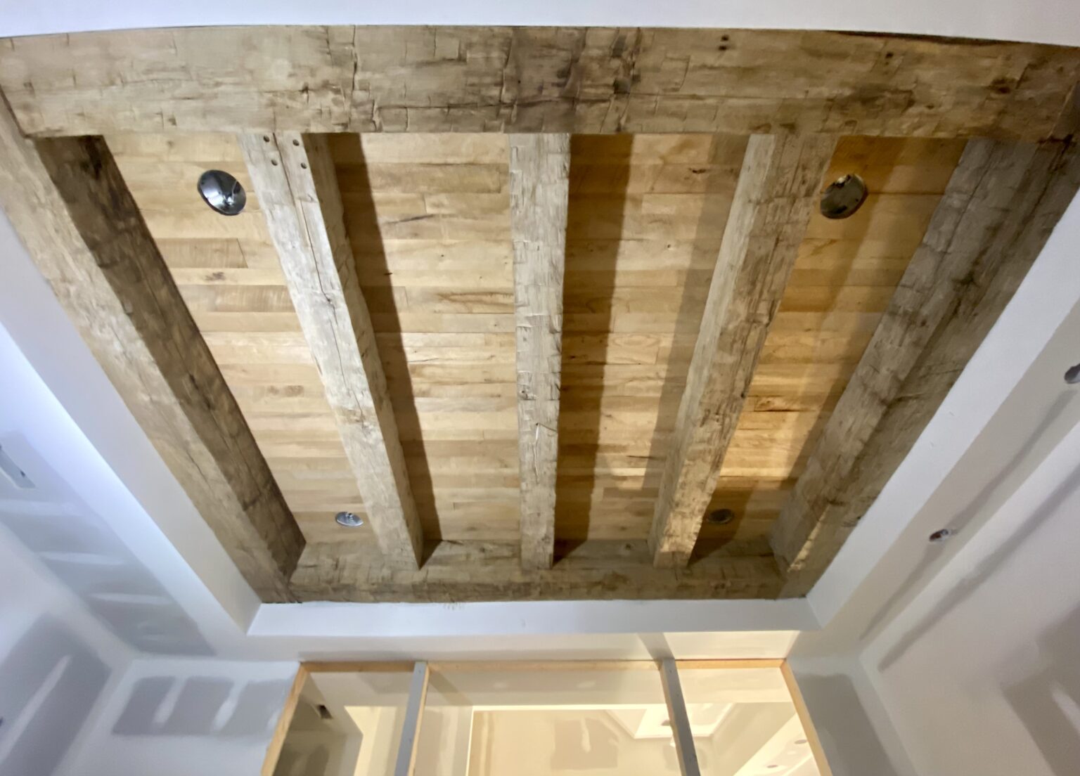 Antique Hand Hewn Box Beams and Antique Reclaimed Original Face Oak ...