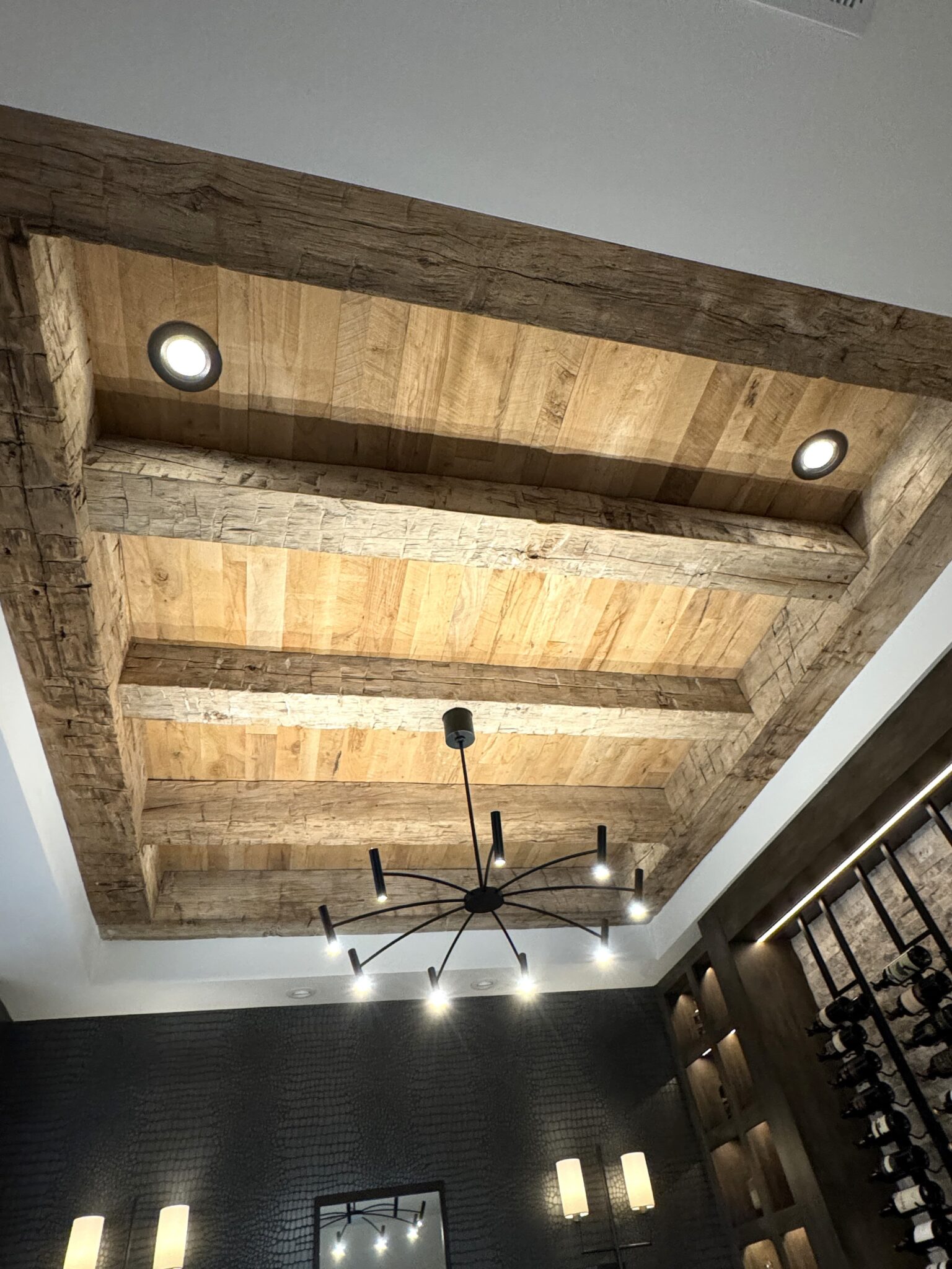 Antique Beams + Planking in Davidson Remodel