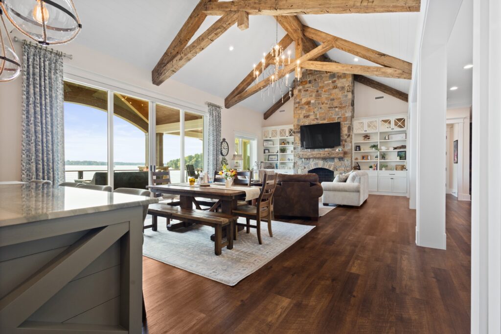 Antique Reclaimed Hand Hewn Box Beams and Solid Vertical Beam