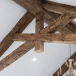 Antique Reclaimed Hand Hewn Box Beams and Solid Vertical Beam