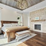 Weathered Grey Barnsiding Ceiling Planking and Reclaimed Solid Mantel