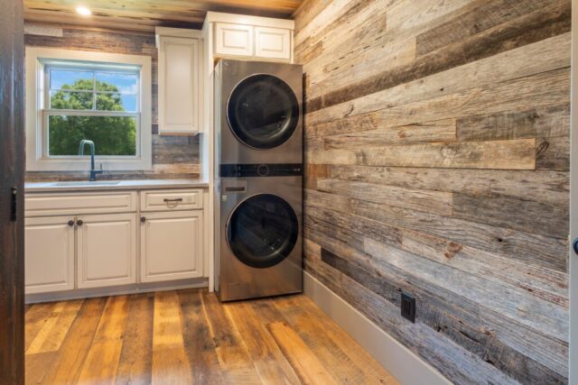 Reclaimed Weathered Grey Barnsiding and Original Face Reclaimed Skip Planed Oak Flooring