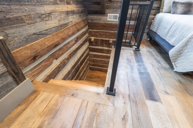 Reclaimed Weathered Grey Barnsiding and Original Face Reclaimed Skip Planed Oak Flooring