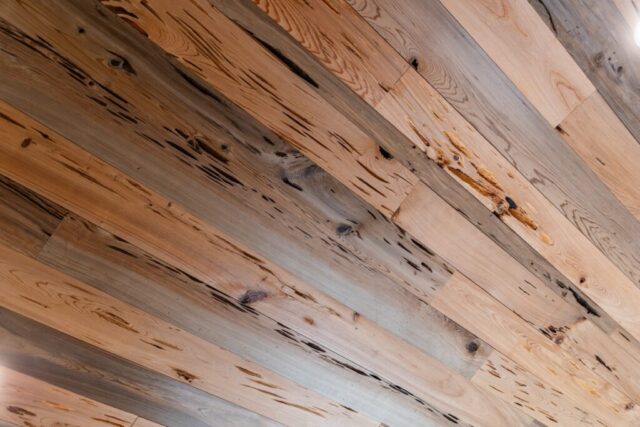 River Reclaimed Sinker Pecky Cypress Ceiling Planking