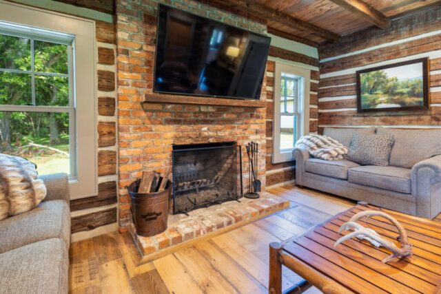 River Reclaimed Sinker Pecky Cypress Ceiling Planking and Original Face Reclaimed Skip Planed Oak Flooring
