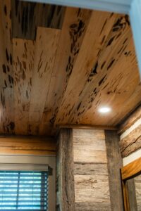 River Reclaimed Sinker Pecky Cypress Ceiling Planking and Reclaimed Weathered Grey Barnsiding